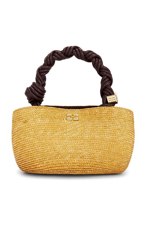 Ganni Bou Mini Straw Bag in Tan - Ganni - Modalova