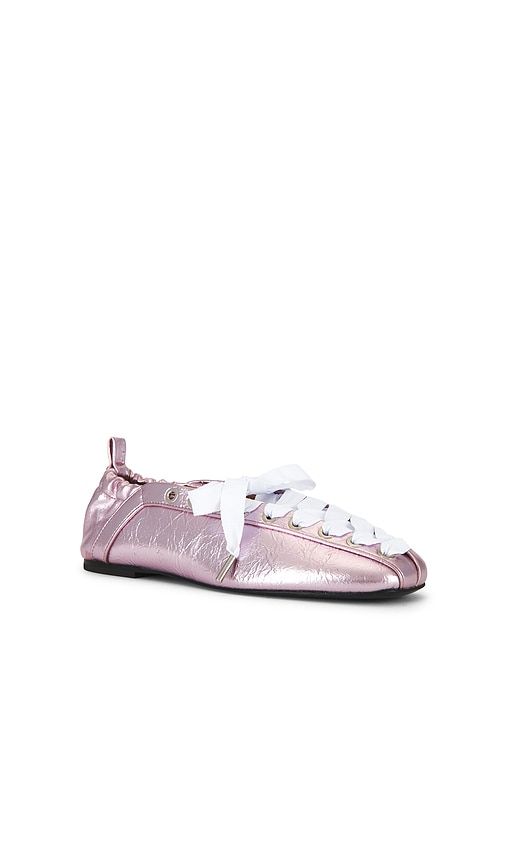 Eyelets Lace Up Ballerina Flat in Pink. - size 37 (also in 38) - Ganni - Modalova