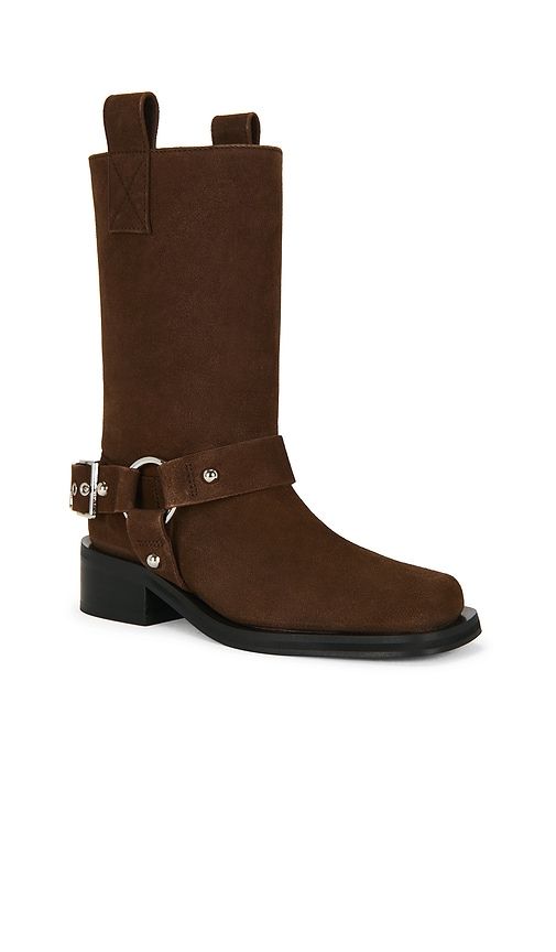 Mid Shaft Biker Boot in Chocolate. - size 37 (also in 38, 39) - Ganni - Modalova