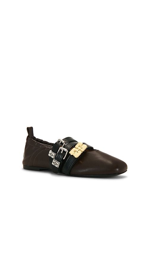 Sue Triple Mary Jane Ballerina in Chocolate. - size 36 (also in 38) - Ganni - Modalova