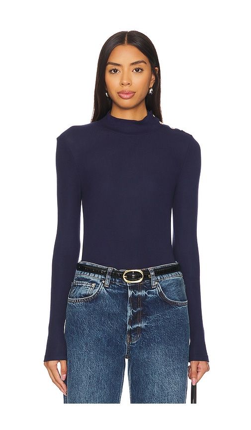 Button Shoulder Mock Neck Top in . - size L (also in M, S, XL) - Goldie - Modalova