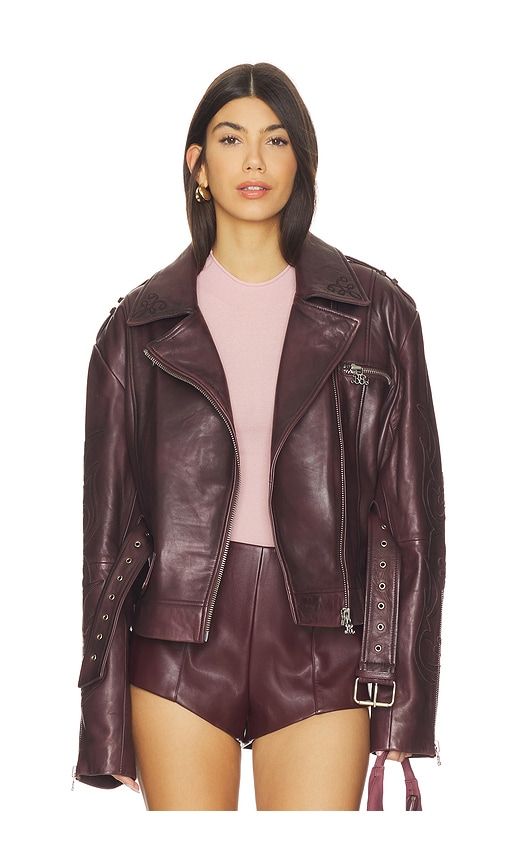 X Barbie Ken Biker Jacket in Burgundy. - size 34 (also in 36) - Gestuz - Modalova