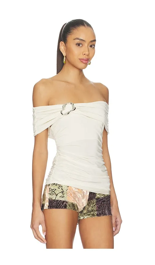 Laily Off Shoulder Top in Cream. - size L (also in M, S, XS) - Gestuz - Modalova