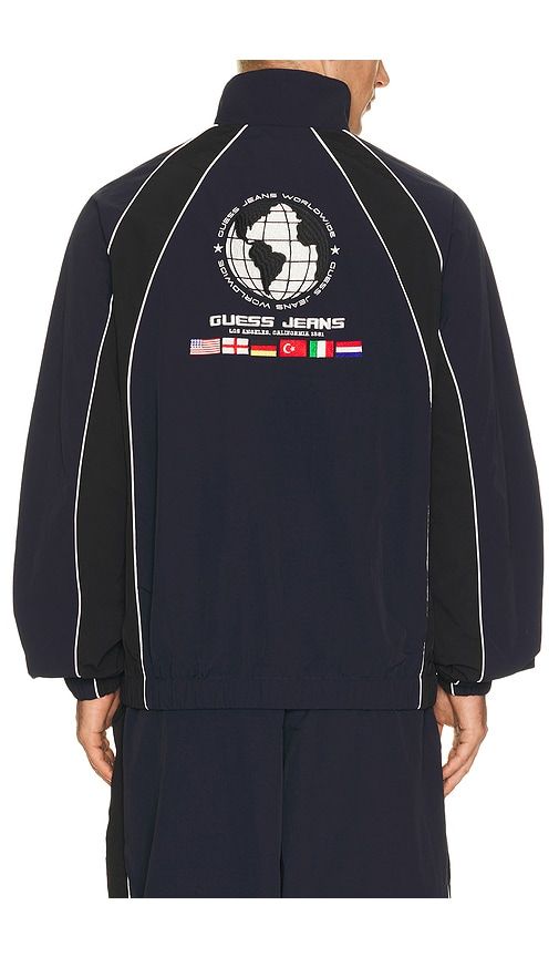 Crinkle Nylon Track Jacket in Navy. - size L (also in M, S, XL/1X) - Guess Jeans - Modalova