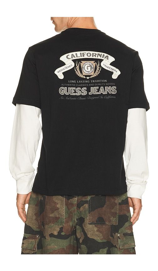 Regular Fit Double Layer Tee in Black. - size L (also in M, S, XL/1X) - Guess Jeans - Modalova