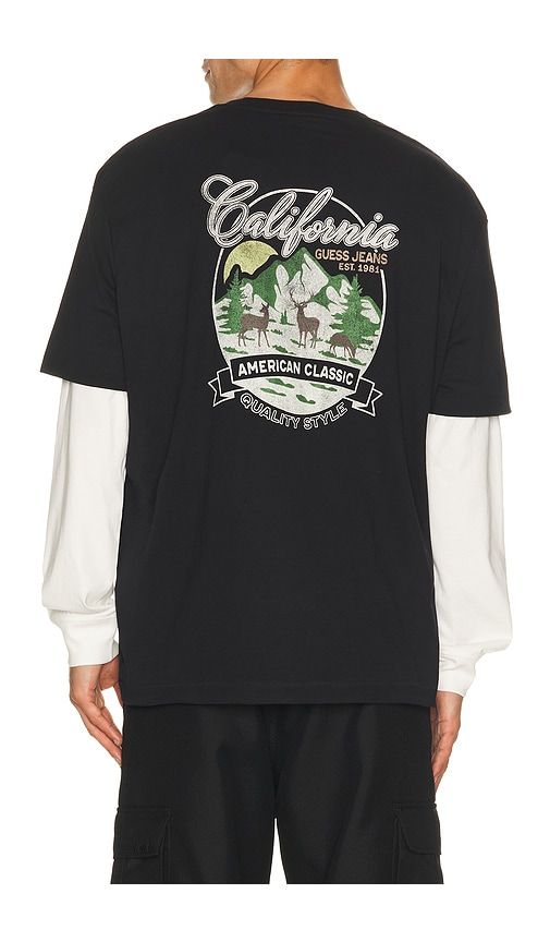 Double Layered Mountain Tee in Black. - size L (also in M, S, XL/1X) - Guess Jeans - Modalova