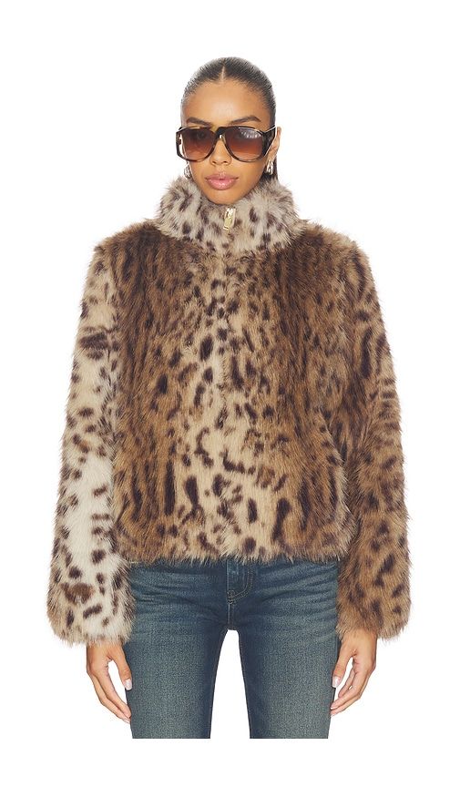 Jamie Leopard Faux Fur Jacket in Brown. - size L (also in M, S, XS, XXS) - Generation Love - Modalova