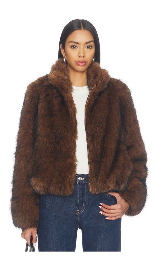 Jamie Faux Fur Jacket in Brown. - size L (also in M, S, XL, XS) - Generation Love - Modalova