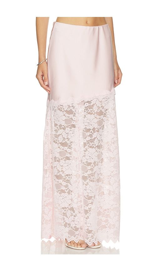 Perrine Lace Combo Satin Skirt in Pink. - size L (also in M, S, XL, XS) - Generation Love - Modalova