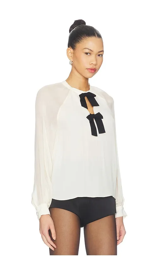 Aurelia Bow Blouse in Cream. - size L (also in M, S, XL, XS) - Generation Love - Modalova