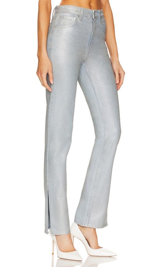 Harlow Coated High Rise Boot Jeans in Metallic Silver. - size 23 (also in 24) - GRLFRND - Modalova
