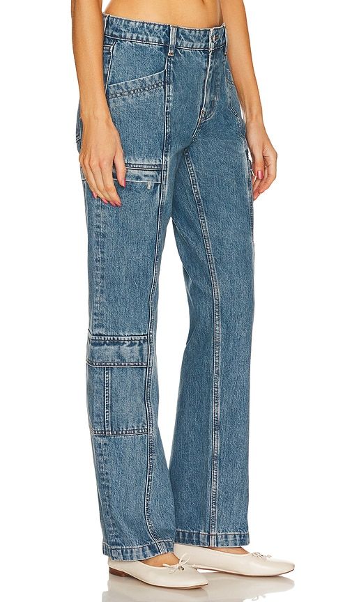 Naomi Low Rise Slim Cargo Jeans in Denim-Medium. - size 24 (also in 27) - GRLFRND - Modalova