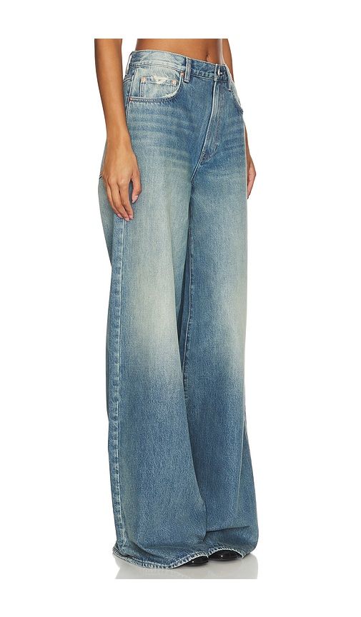 Luna Mid Rise Baggy Wide Leg Jeans in Denim-Medium. - size 25 (also in 29) - GRLFRND - Modalova