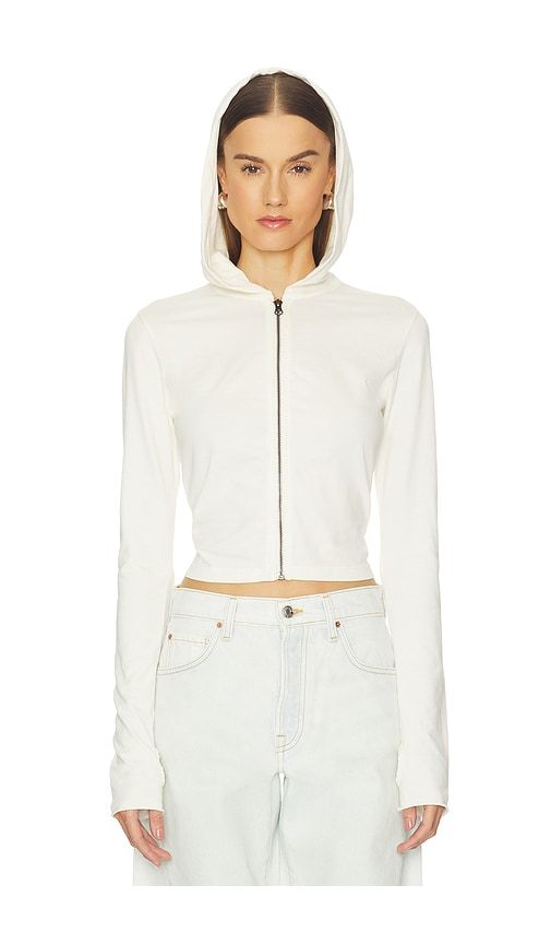 Shrunken Zip Hoodie in Ivory. - size S (also in XS) - GRLFRND - Modalova