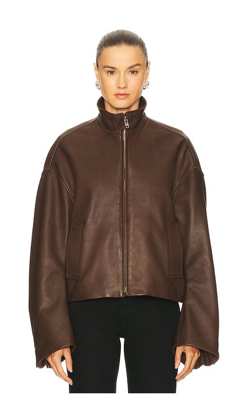 Romy Leather Jacket in Chocolate. - size L (also in XL) - GRLFRND - Modalova