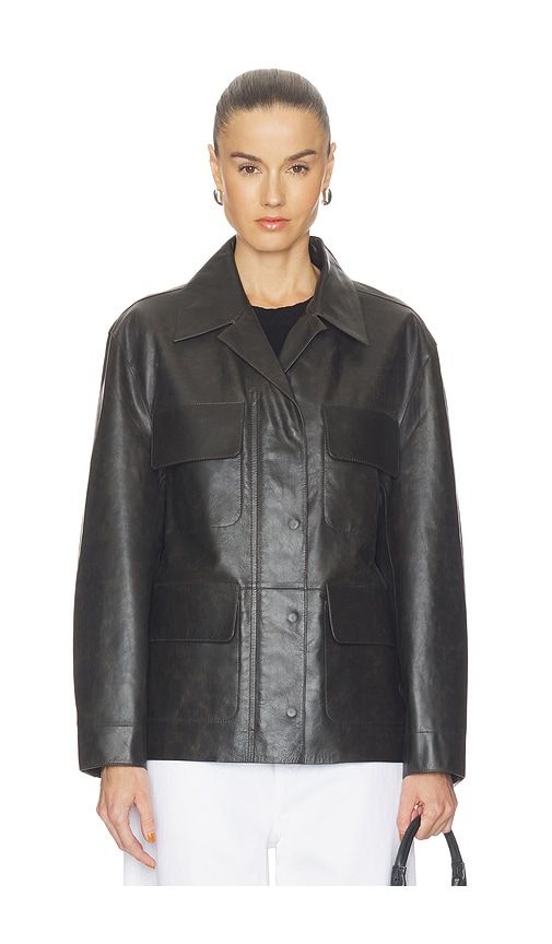 Dara Leather Jacket in Chocolate. - size M (also in S, XS, XXS) - GRLFRND - Modalova