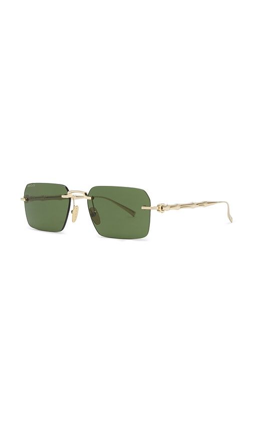 Rectangular Bamboo Metal Sunglasses in Metallic - Gucci - Modalova