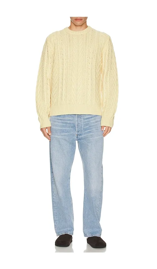 Fisherman Crew Neck Sweater in Yellow. - size L (also in M) - Guest In Residence - Modalova