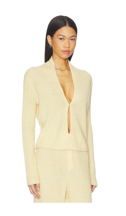 Rib Stealth Cardigan in Lemon. - size M (also in S) - Guest In Residence - Modalova