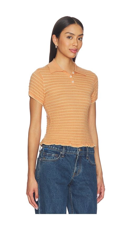 Smocked Shrunken Polo in Orange. - size L (also in M, S, XS) - Guest In Residence - Modalova