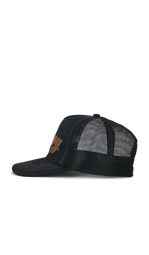 Leather Studded Script Meshback in - Happy Caps - Modalova