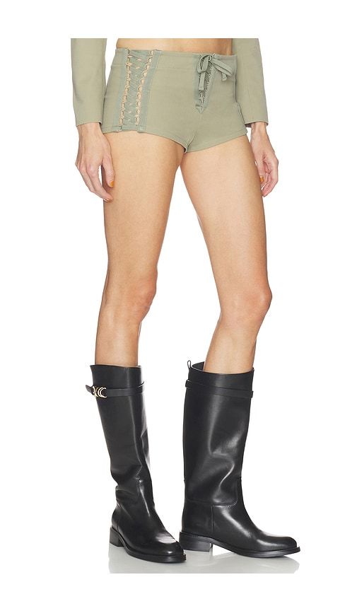 Open Lace Up Micro Shorts in Surplus Khaki in . - size L (also in M, S, XL, XS, XXS) - HAELO - Modalova