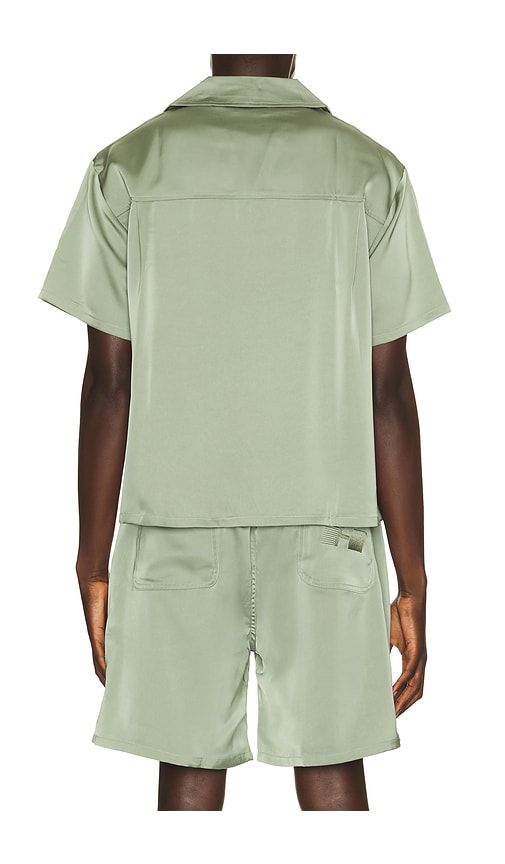 Satin Chest Logo Camp Collar Shirt in Green. - size M (also in S) - Honor The Gift - Modalova