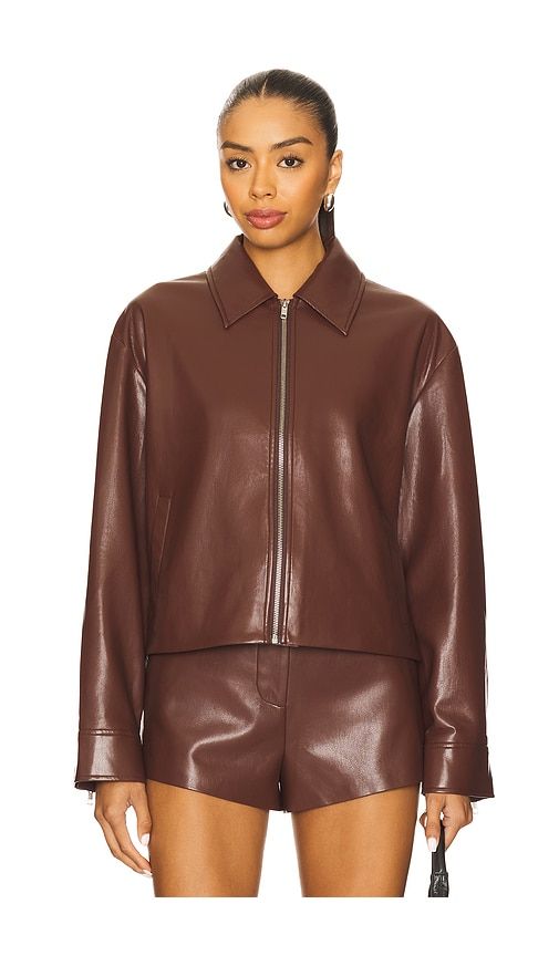 X REVOLVE Rapha Faux Leather Jacket in Chocolate. - size M (also in S, XL) - House of Harlow 1960 - Modalova