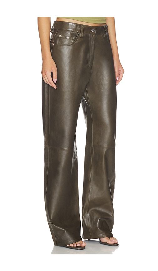 Leather Bootcut Pant in Army. - size 24 (also in 25) - Helmut Lang - Modalova