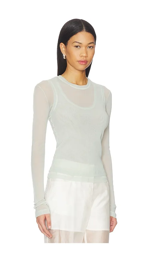 Mesh Layered Long Sleeve Top in Mint. - size L (also in M, S) - Helmut Lang - Modalova