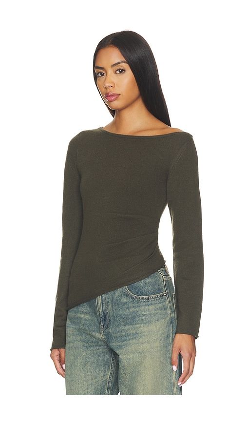 Draped Asym Top in Olive. - size L (also in M, S) - Helmut Lang - Modalova