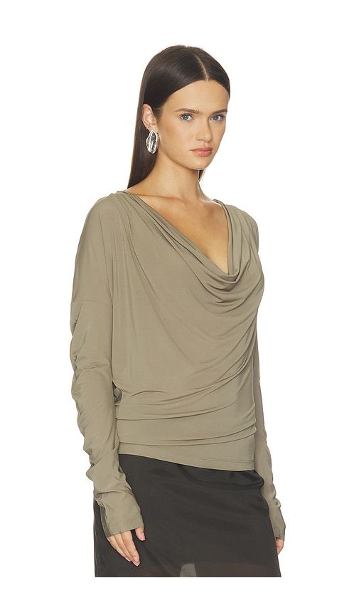 Cowl Long Sleeve Top in Green. - size M (also in S, XS) - Helmut Lang - Modalova