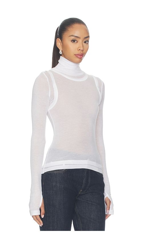 Layer Long Sleeve Neck Sheer in White. - size L (also in M, S, XS) - Helmut Lang - Modalova
