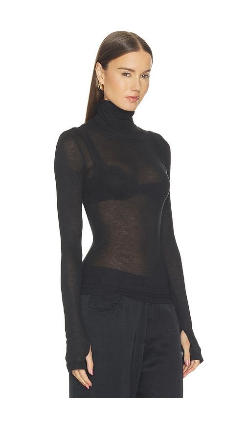 Layer Long Sleeve Neck Sheer in Black. - size L (also in M, S, XS) - Helmut Lang - Modalova