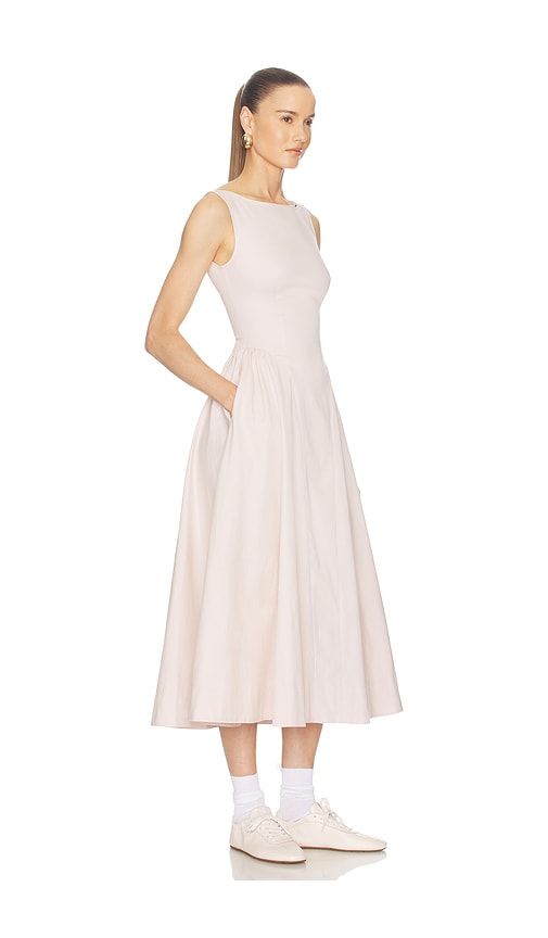 Stretch Cotton Sateen Midi Dress in Pink. - size M (also in S, XS, XXS) - Helsa - Modalova