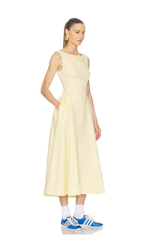 Stretch Cotton Sateen Midi Dress in Yellow. - size M (also in S, XL, XS, XXS) - Helsa - Modalova