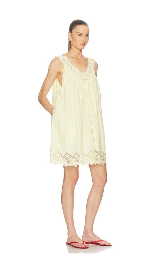 Mini Dress With Lace in Tech Poplin in Yellow. - size L (also in M, S, XL) - Helsa - Modalova