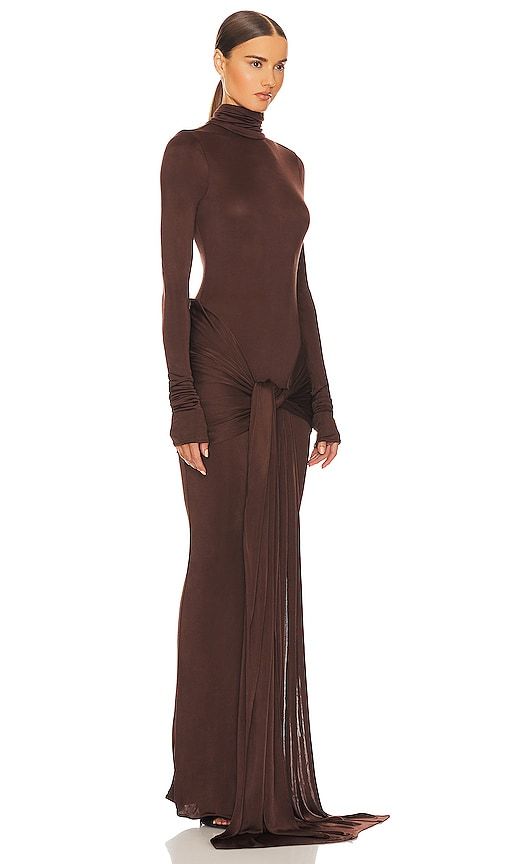 Slinky Jersey Sarong Maxi Dress in Chocolate. - size M (also in S, XS, XXS) - Helsa - Modalova