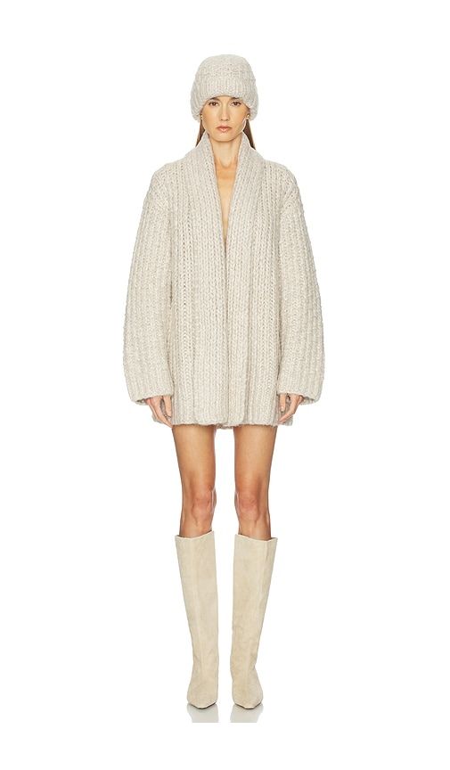 Joanie Hand Knit Cardigan in Beige. - size L (also in M, S) - Helsa - Modalova