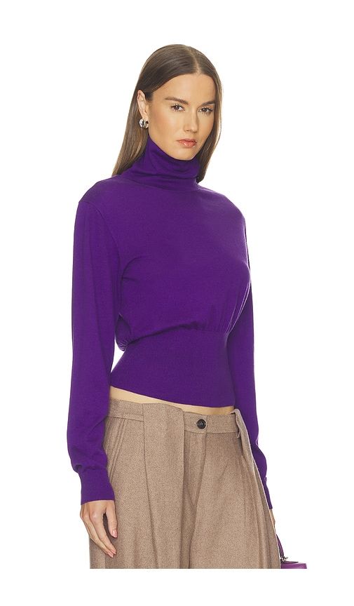 Thelka Shoulder Pad Knit Mockneck in Purple. - size L (also in M, S, XL, XS) - Helsa - Modalova
