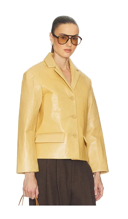 Puffy Leather Jacket in Mustard. - size M (also in S, XS, XXS) - Helsa - Modalova