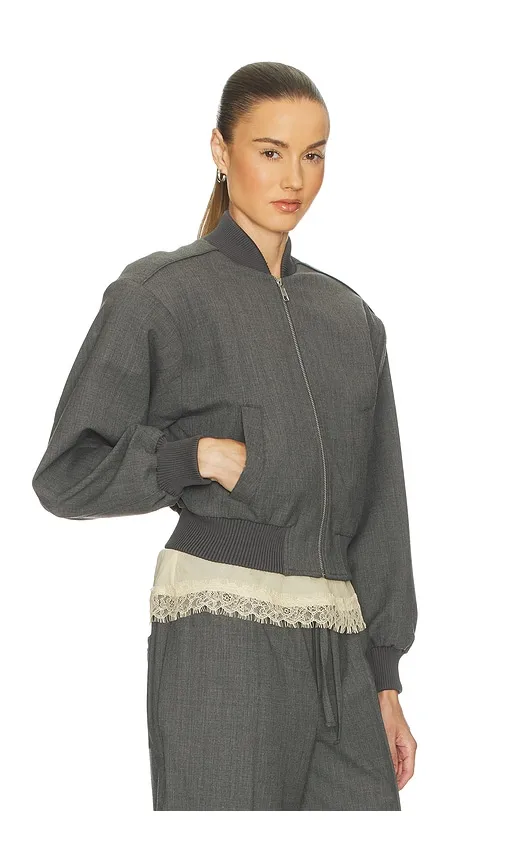 Wool Blend Bomber Jacket in Grey. - size L (also in M, S, XL, XS, XXS) - Helsa - Modalova