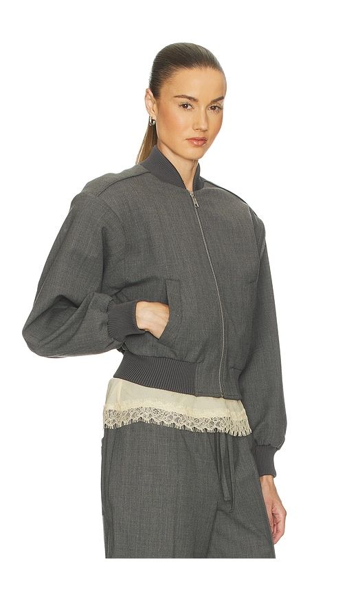 Wool Blend Bomber Jacket in Grey. - size XS (also in S, M, L) - Helsa - Modalova