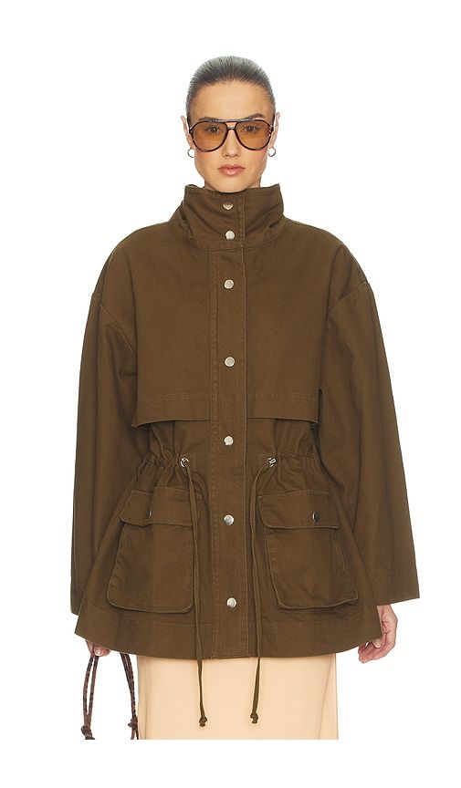 Garment Washed Utility Jacket in Army. - size S (also in XL, XS) - Helsa - Modalova