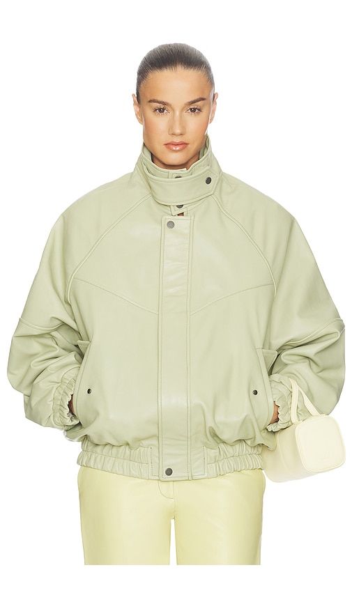The Oversized Leather Bomber in Mint. - size L (also in M, S, XL, XS, XXS) - Helsa - Modalova