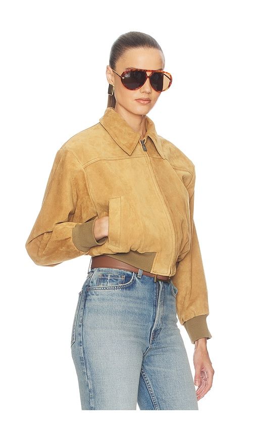 The Suede Zip Bomber in Brown. - size L (also in M, S, XL, XS, XXS) - Helsa - Modalova