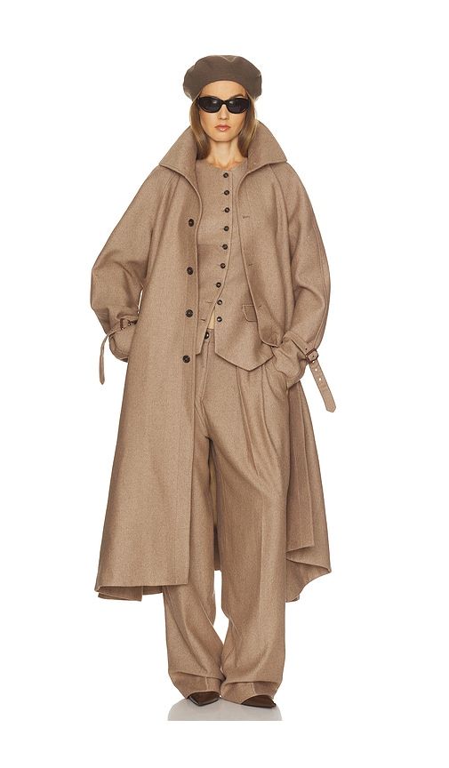 Italian Herringbone Trench Coat in Brown. - size L (also in M, S, XL, XS, XXS) - Helsa - Modalova