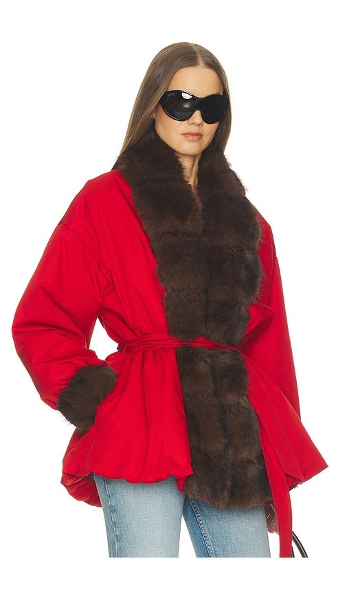 Bubbled Puffer With Faux Fur in . - size XS (also in S, M, L, XL) - Helsa - Modalova