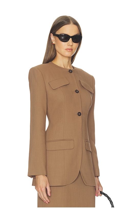 Wool Blend Suiting Jacket With Bows in Brown. - size L (also in M, XS, XXS) - Helsa - Modalova