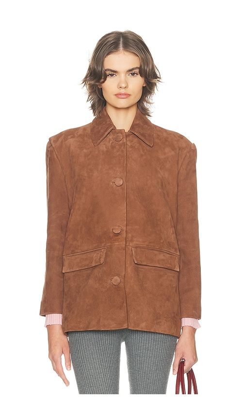 The Schoolhouse Jacket in Suede in Tan. - size L (also in M, S, XL, XS) - Helsa - Modalova